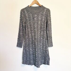 Soft Surroundings Gray Cable Knit Sweater Dress PM – Cozy Mock Neck Long Sleeve